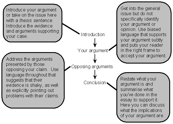 General structure of the argumentative essay
